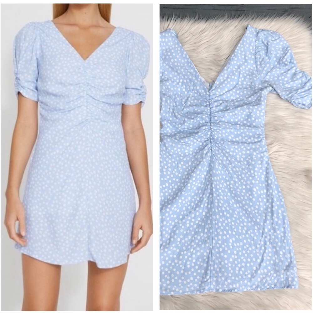 Zara Light Blue Polka Dot Mini Dress